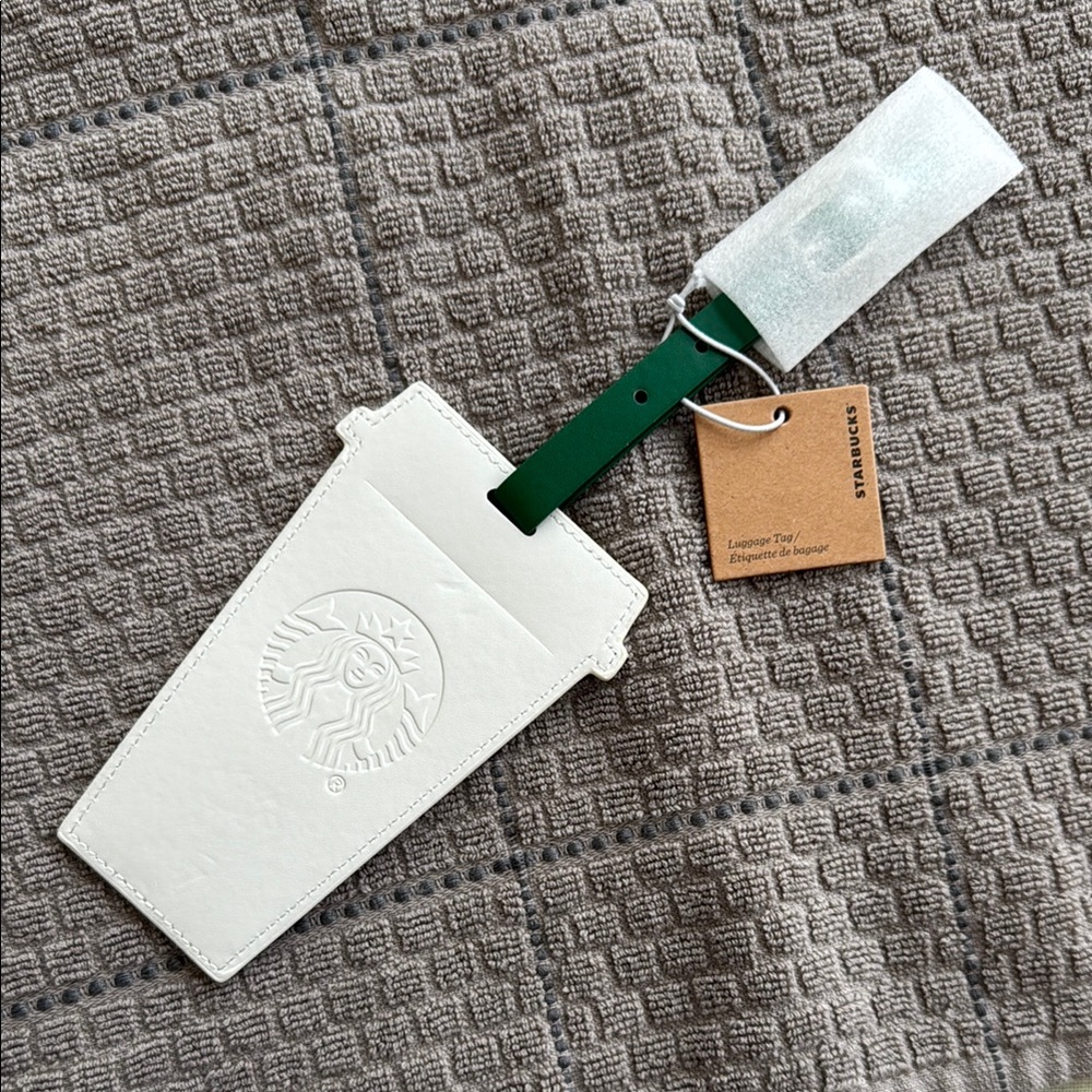 Starbucks White and Green Luggage Tag NWT